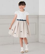 KQECD01129 a.v.v KIDS(アー・ヴェ・ヴェ) [110-130]【セレモニー/オケージョン/結婚式】フラワージャガードフィット＆フレアワンピース ベージュ