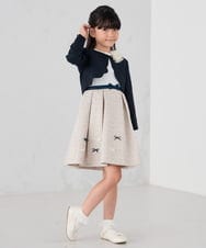 KQECD01129 a.v.v KIDS(アー・ヴェ・ヴェ) [110-130]【セレモニー/オケージョン/結婚式】フラワージャガードフィット＆フレアワンピース ベージュ
