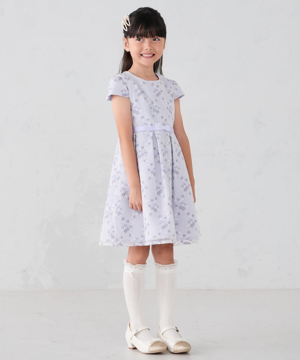 KQECD02129 a.v.v KIDS(アー・ヴェ・ヴェ) [110-130]【セレモニー/オケージョン/結婚式】フラワー刺繍セレモニーワンピース ラベンダー