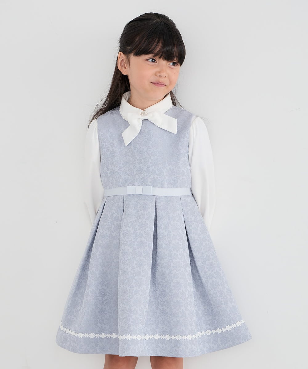 KQECD03119 a.v.v KIDS(アー・ヴェ・ヴェ) [110-130]【セレモニー/オケージョン/結婚式】フラワージャガードジャンスカ ライトブルー