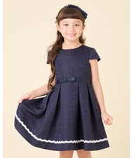 KQECG01099 a.v.v KIDS(アー・ヴェ・ヴェ) [120-130]セレモニーフラワージャカードワンピ ネイビー