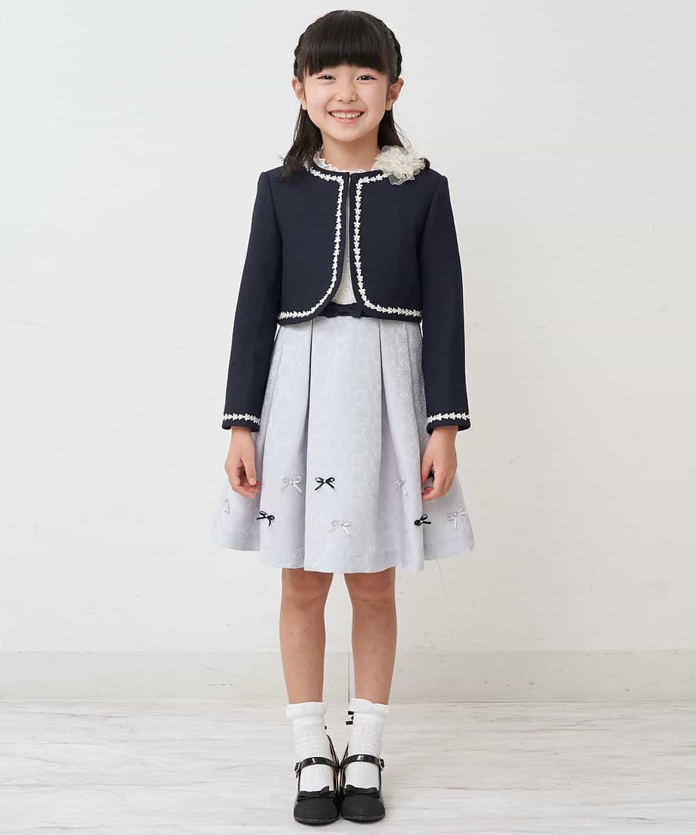 KQECP01099 a.v.v KIDS(アー・ヴェ・ヴェ) [110-130]【人気No.1】レースジャガードフィット＆フレアワンピース ライトブルー