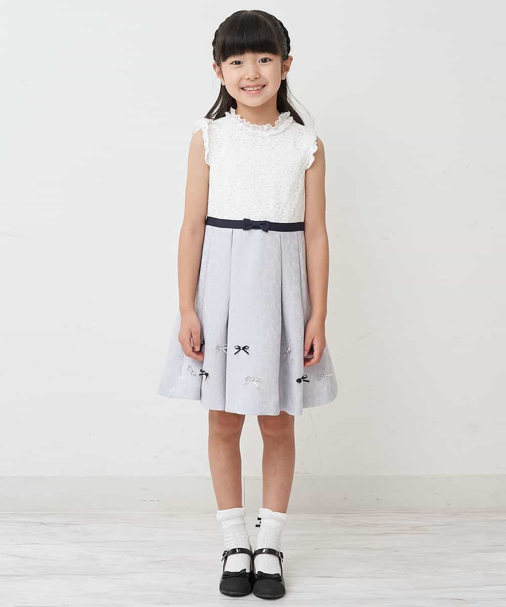 KQECP01099 a.v.v KIDS(アー・ヴェ・ヴェ) [110-130]【人気No.1】レースジャガードフィット＆フレアワンピース ラベンダー