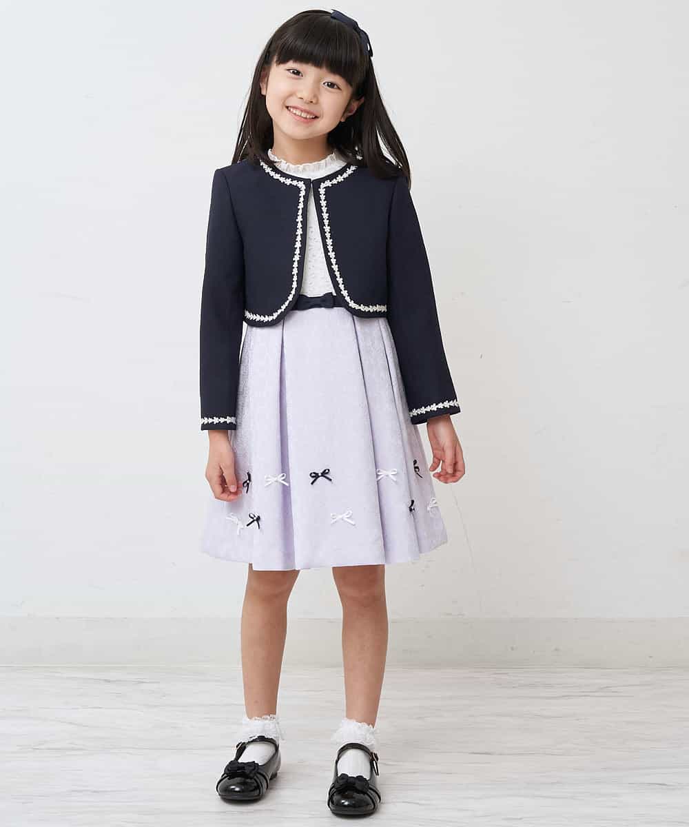 KQECP01099 a.v.v KIDS(アー・ヴェ・ヴェ) [110-130]【人気No.1】レースジャガードフィット＆フレアワンピース ラベンダー