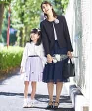 KQECP01099 a.v.v KIDS(アー・ヴェ・ヴェ) [110-130]【人気No.1】レースジャガードフィット＆フレアワンピース ラベンダー
