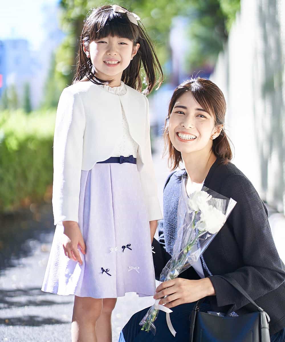 KQECP01099 a.v.v KIDS(アー・ヴェ・ヴェ) [110-130]【人気No.1】レースジャガードフィット＆フレアワンピース ラベンダー