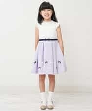 KQECP01099 a.v.v KIDS(アー・ヴェ・ヴェ) [110-130]【人気No.1】レースジャガードフィット＆フレアワンピース ラベンダー