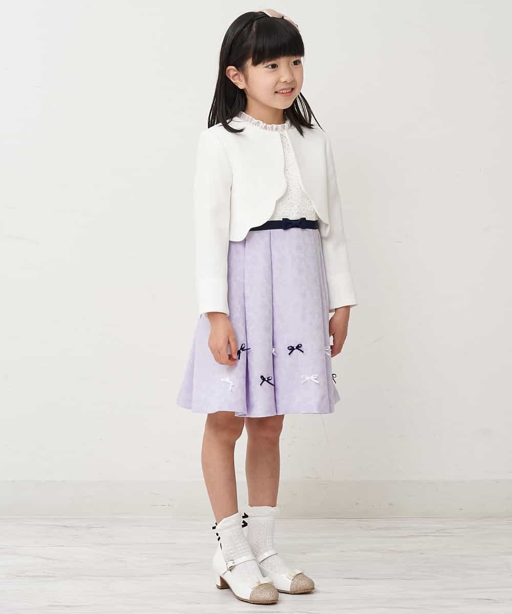 KQECP01099 a.v.v KIDS(アー・ヴェ・ヴェ) [110-130]【人気No.1】レースジャガードフィット＆フレアワンピース ラベンダー