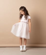 KQECS04079 a.v.v KIDS(アー・ヴェ・ヴェ) [110-130]【セレモニースタイル】ドットチュールワンピース ピンク