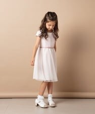 KQECS04079 a.v.v KIDS(アー・ヴェ・ヴェ) [110-130]【セレモニースタイル】ドットチュールワンピース ピンク