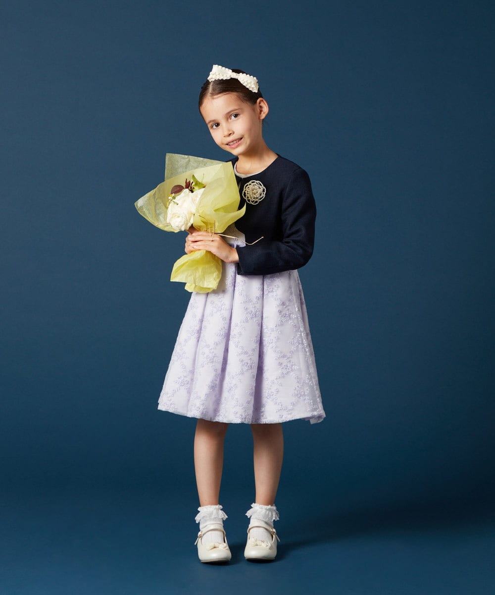KQECV01119 a.v.v KIDS(アー・ヴェ・ヴェ) [110-130]【セレモニースタイル】フラワー刺繍ワンピース ライトブルー