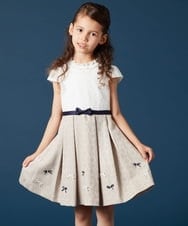 KQECV02119 a.v.v KIDS(アー・ヴェ・ヴェ) [110-130]【セレモニースタイル】レースジャガードフィット＆フレアワンピース ピンク