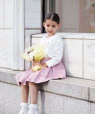 KQECV02119 a.v.v KIDS(アー・ヴェ・ヴェ) [110-130]【セレモニースタイル】レースジャガードフィット＆フレアワンピース ピンク