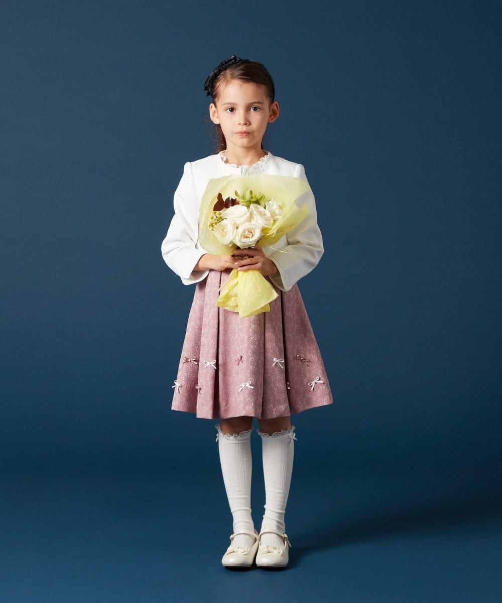 KQECV02119 a.v.v KIDS(アー・ヴェ・ヴェ) [110-130]【セレモニースタイル】レースジャガードフィット＆フレアワンピース ピンク