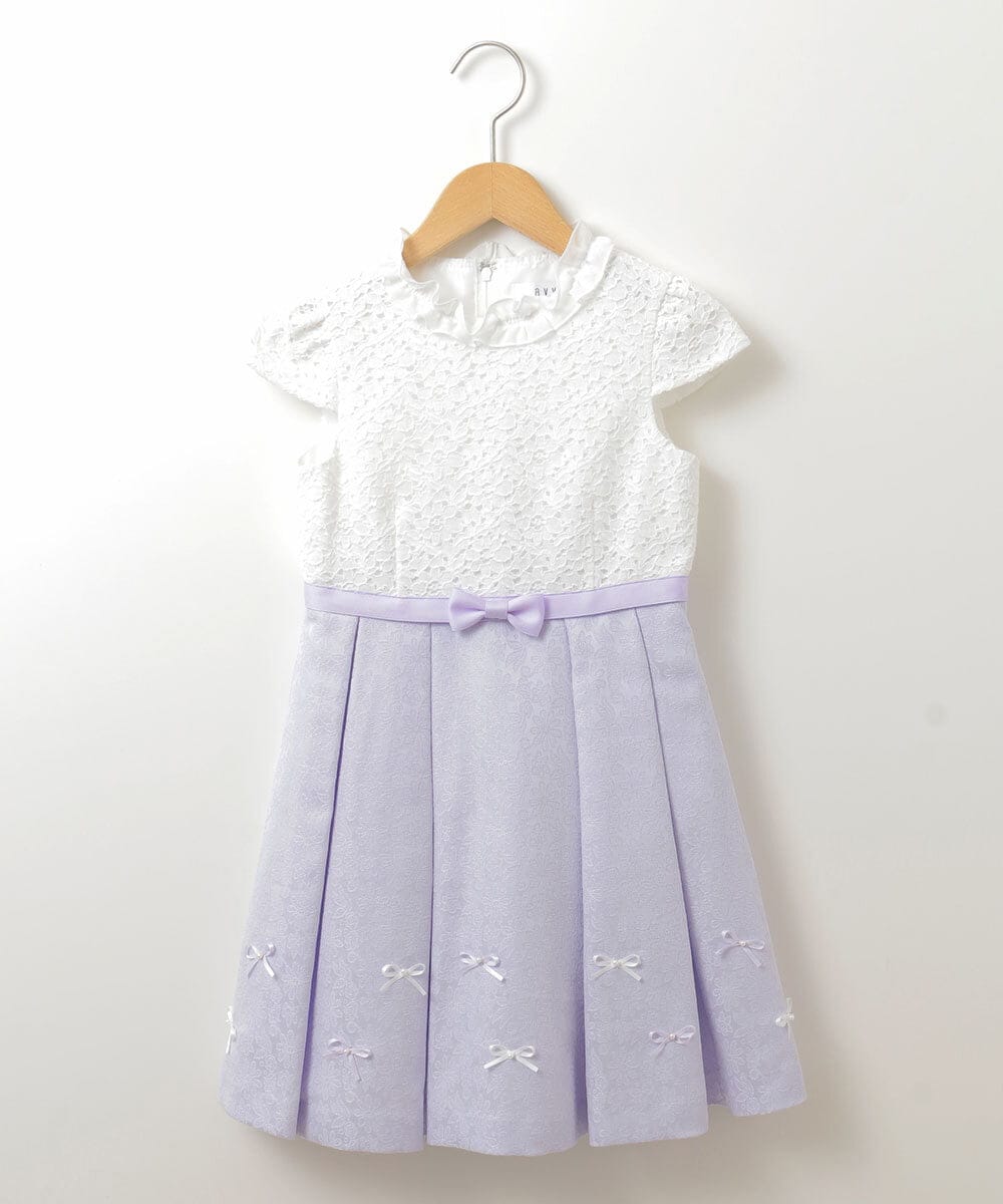 KQECV02119 a.v.v KIDS(アー・ヴェ・ヴェ) [110-130]【セレモニースタイル】レースジャガードフィット＆フレアワンピース ラベンダー