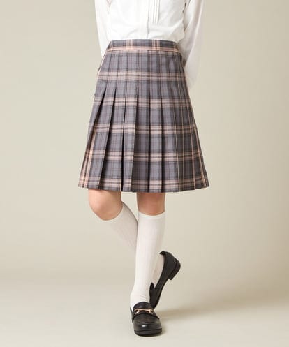 KQHBD01059  [150-160]【卒服】ラメチェックプリーツスカート