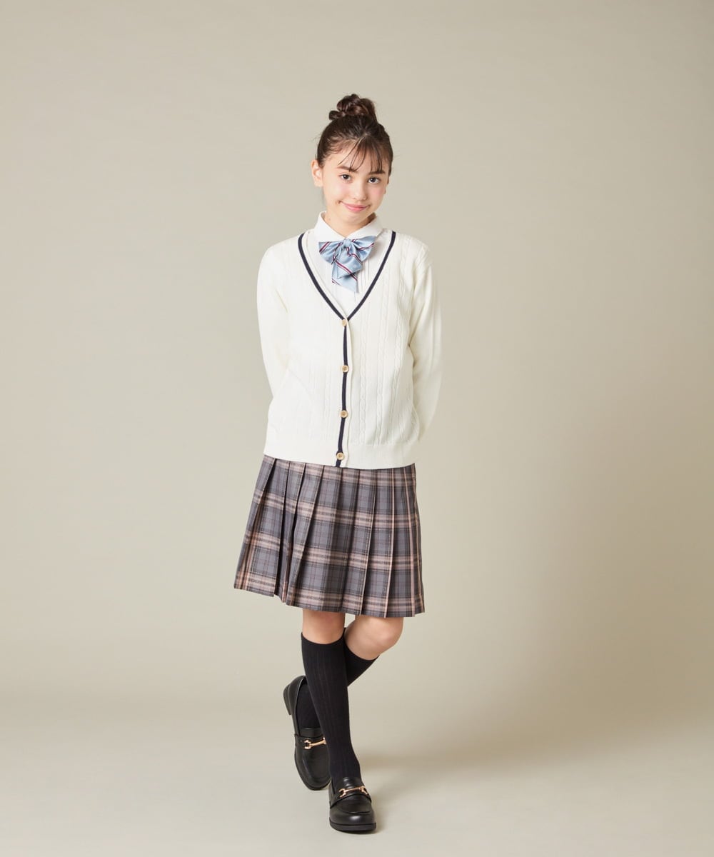 KQHBD01059 a.v.v KIDS(アー・ヴェ・ヴェ) [150-160]【卒服】ラメチェックプリーツスカート ダークグレー