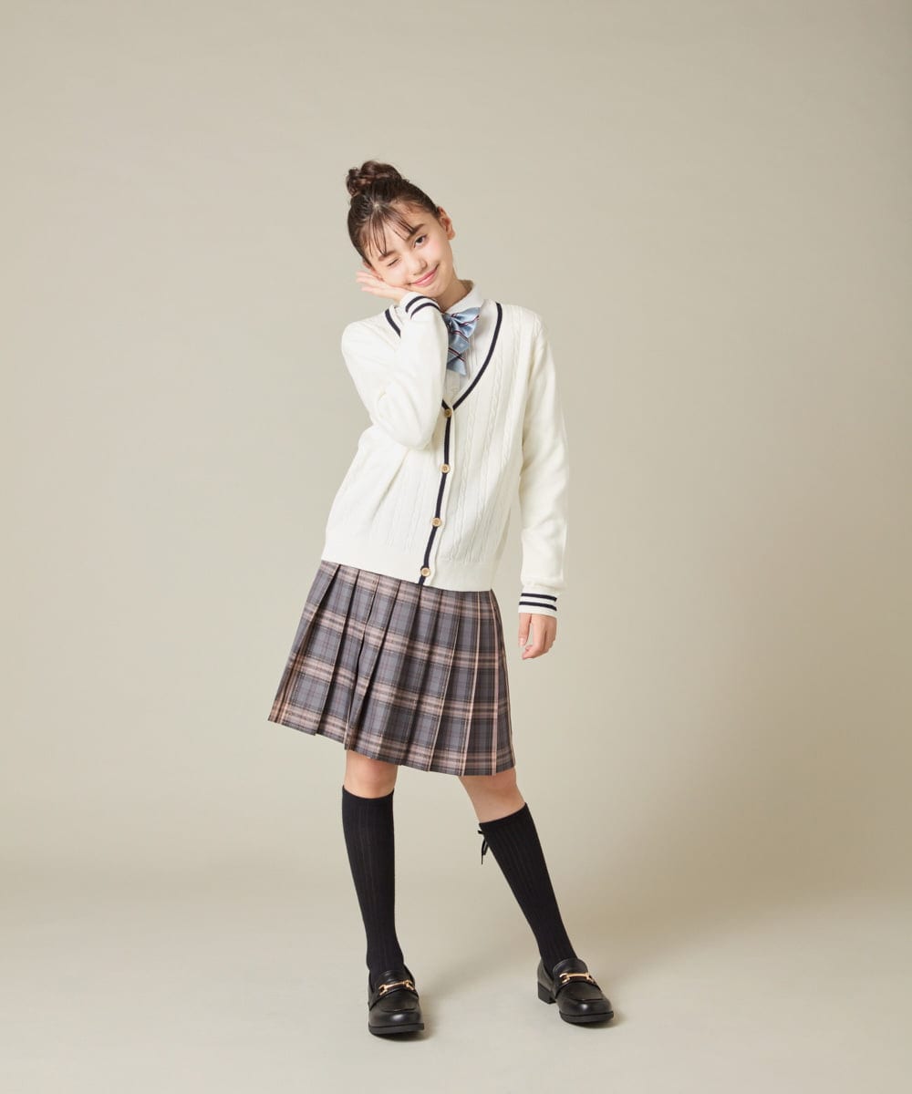 KQHBD01059 a.v.v KIDS(アー・ヴェ・ヴェ) [150-160]【卒服】ラメチェックプリーツスカート ダークグレー