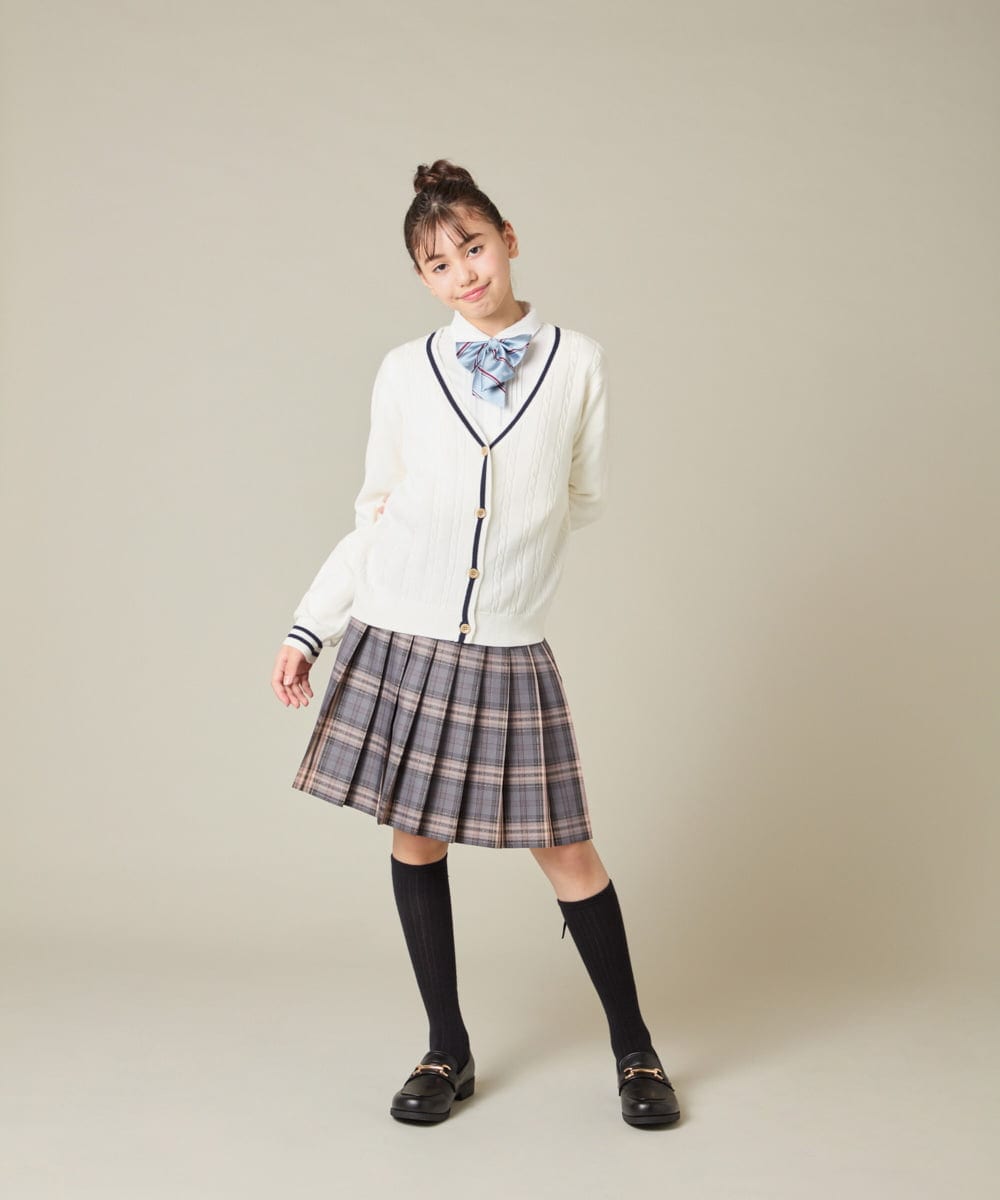 KQHBD01059 a.v.v KIDS(アー・ヴェ・ヴェ) [150-160]【卒服】ラメチェックプリーツスカート ダークグレー