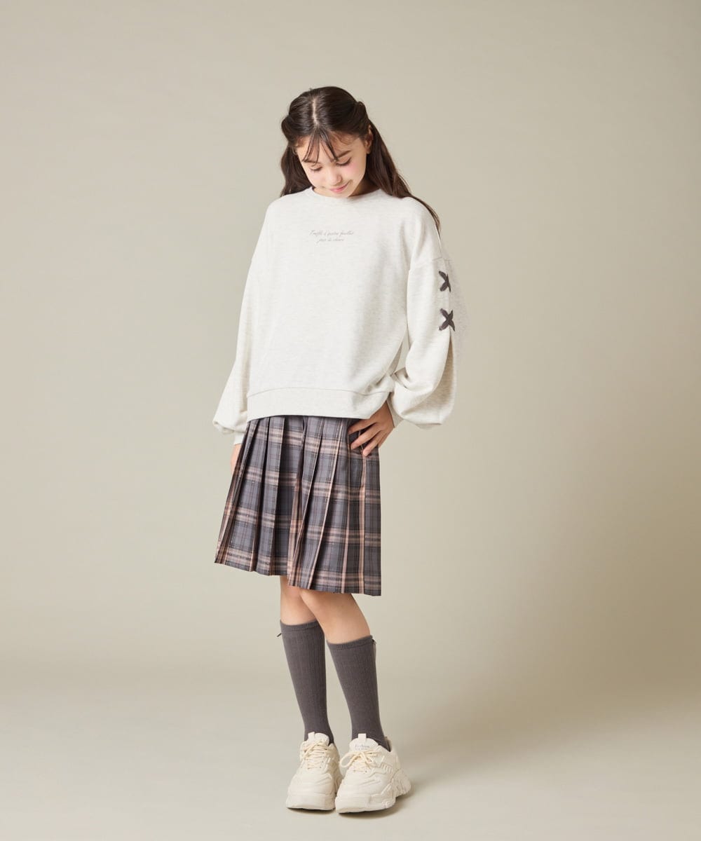 KQHBD01059 a.v.v KIDS(アー・ヴェ・ヴェ) [150-160]【卒服】ラメチェックプリーツスカート ダークグレー