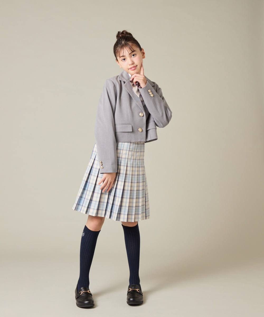 KQHBD01059 a.v.v KIDS(アー・ヴェ・ヴェ) [150-160]【卒服】ラメチェックプリーツスカート ダークグレー