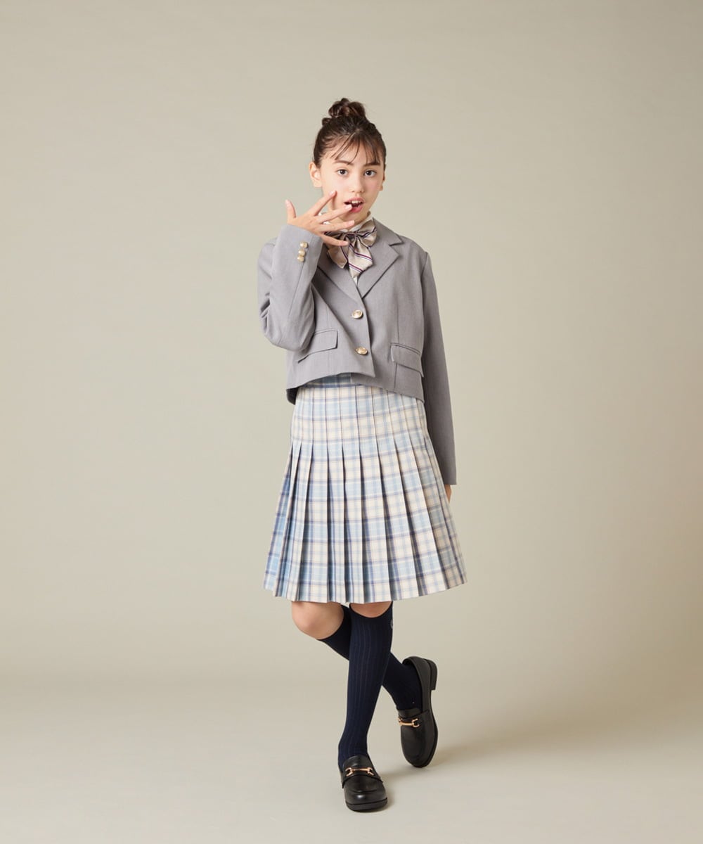 KQHBD01059 a.v.v KIDS(アー・ヴェ・ヴェ) [150-160]【卒服】ラメチェックプリーツスカート ダークグレー