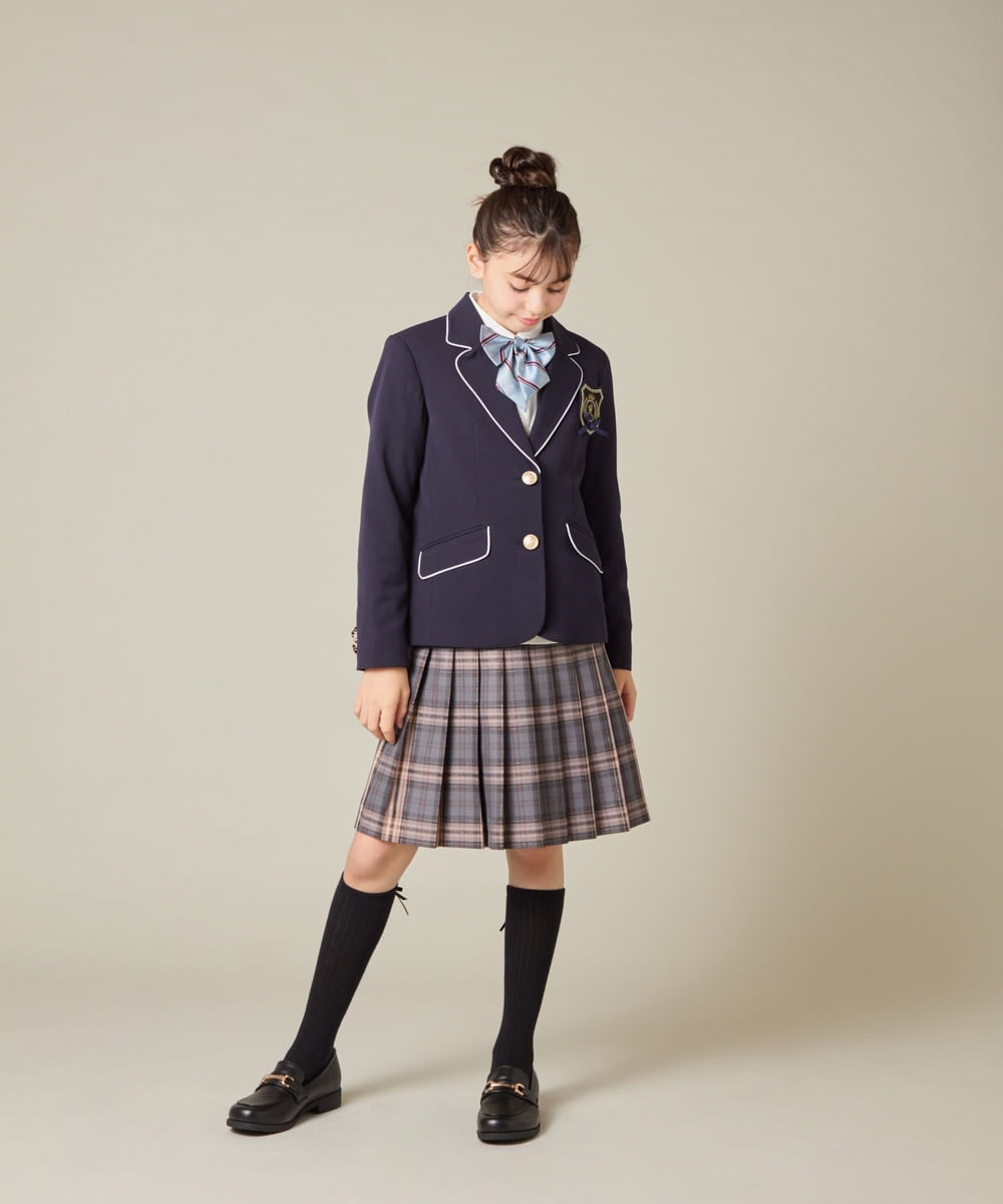 KQJBD01099 a.v.v KIDS(アー・ヴェ・ヴェ) [150-160]【卒服】【エンブレム付き】パイピングテーラードジャケット ネイビー