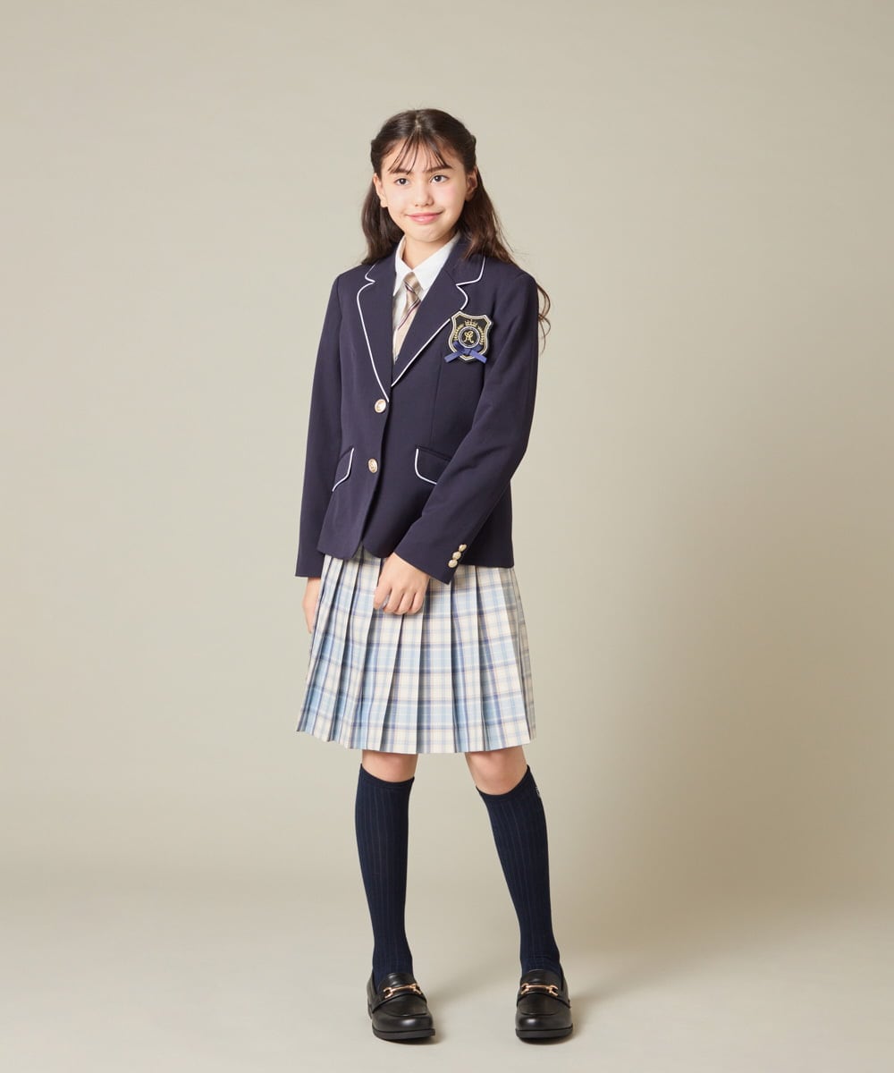 KQJBD01099 a.v.v KIDS(アー・ヴェ・ヴェ) [150-160]【卒服】【エンブレム付き】パイピングテーラードジャケット ネイビー