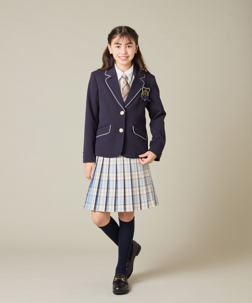 KQJBD01099 a.v.v KIDS(アー・ヴェ・ヴェ) [150-160]【卒服】【エンブレム付き】パイピングテーラードジャケット ネイビー