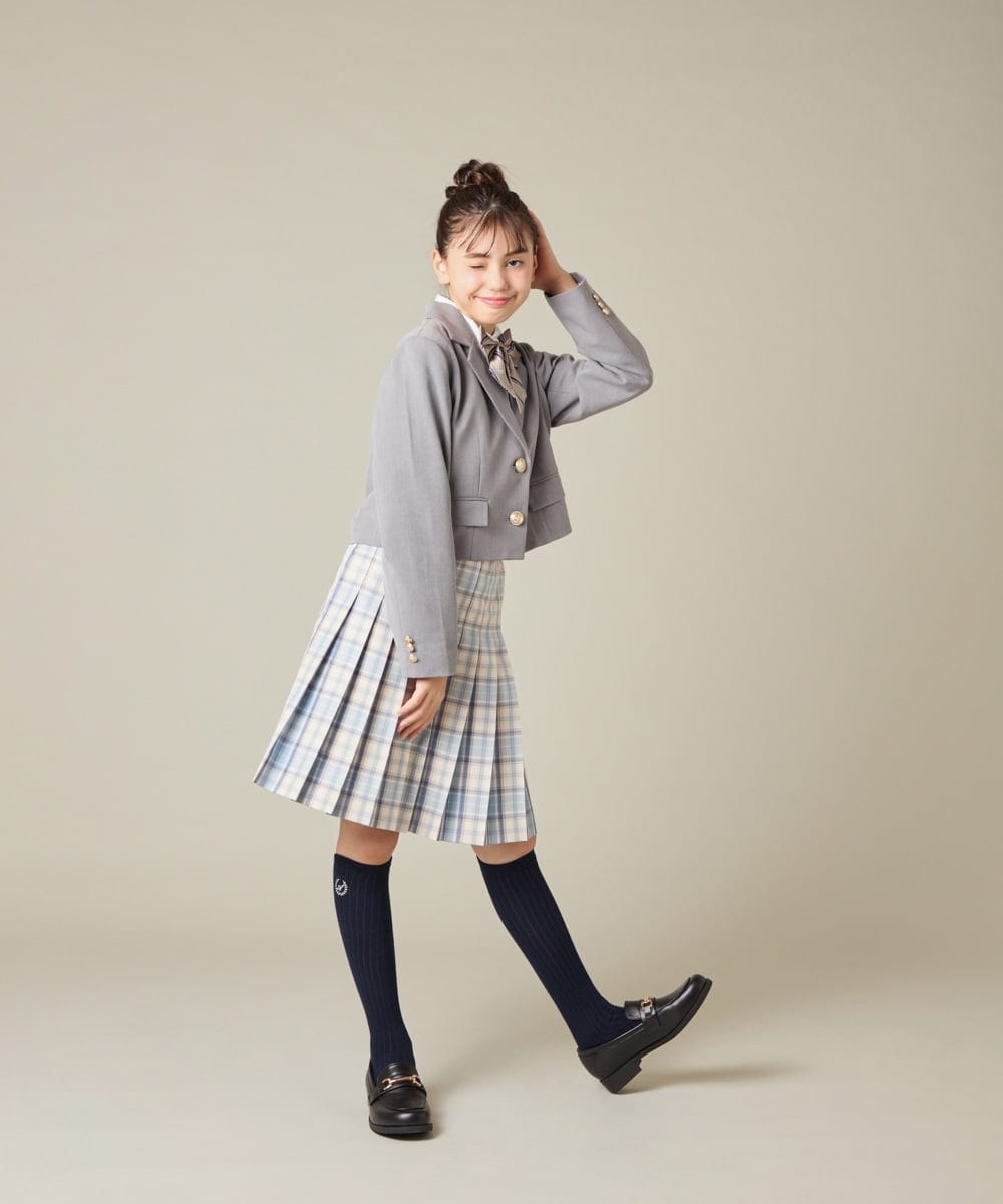 KQJBD02099 a.v.v KIDS(アー・ヴェ・ヴェ) [150-160]【卒服】【エンブレム付き】ショートテーラードジャケット グレー