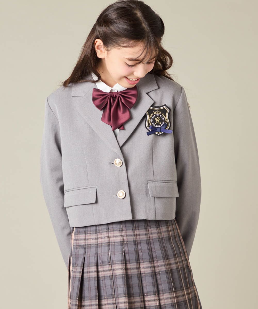 KQJBD02099 a.v.v KIDS(アー・ヴェ・ヴェ) [150-160]【卒服】【エンブレム付き】ショートテーラードジャケット グレー
