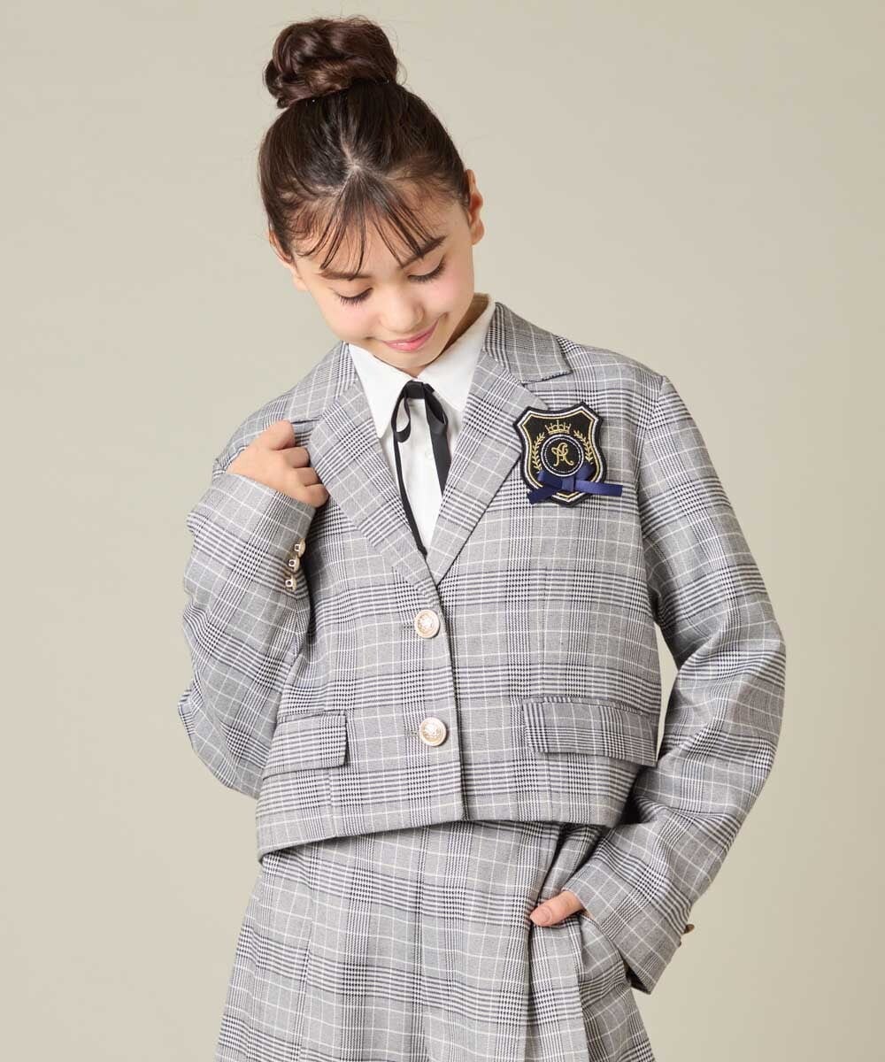 KQJBD02099 a.v.v KIDS(アー・ヴェ・ヴェ) [150-160]【卒服】【エンブレム付き】ショートテーラードジャケット グレー