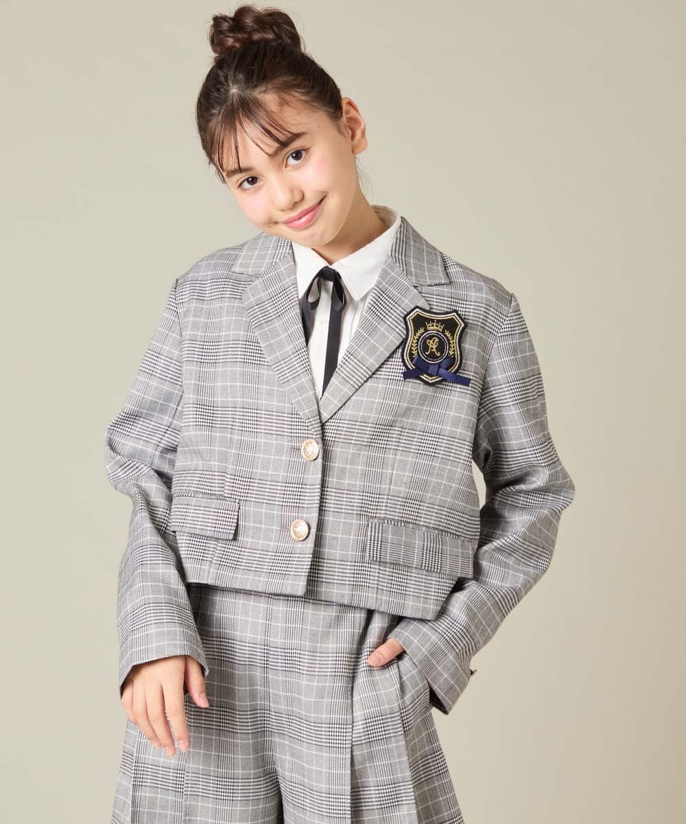KQJBD02099 a.v.v KIDS(アー・ヴェ・ヴェ) [150-160]【卒服】【エンブレム付き】ショートテーラードジャケット グレー