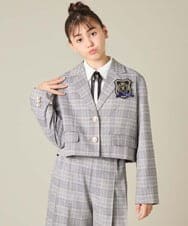 KQJBD02099 a.v.v KIDS(アー・ヴェ・ヴェ) [150-160]【卒服】【エンブレム付き】ショートテーラードジャケット グレー