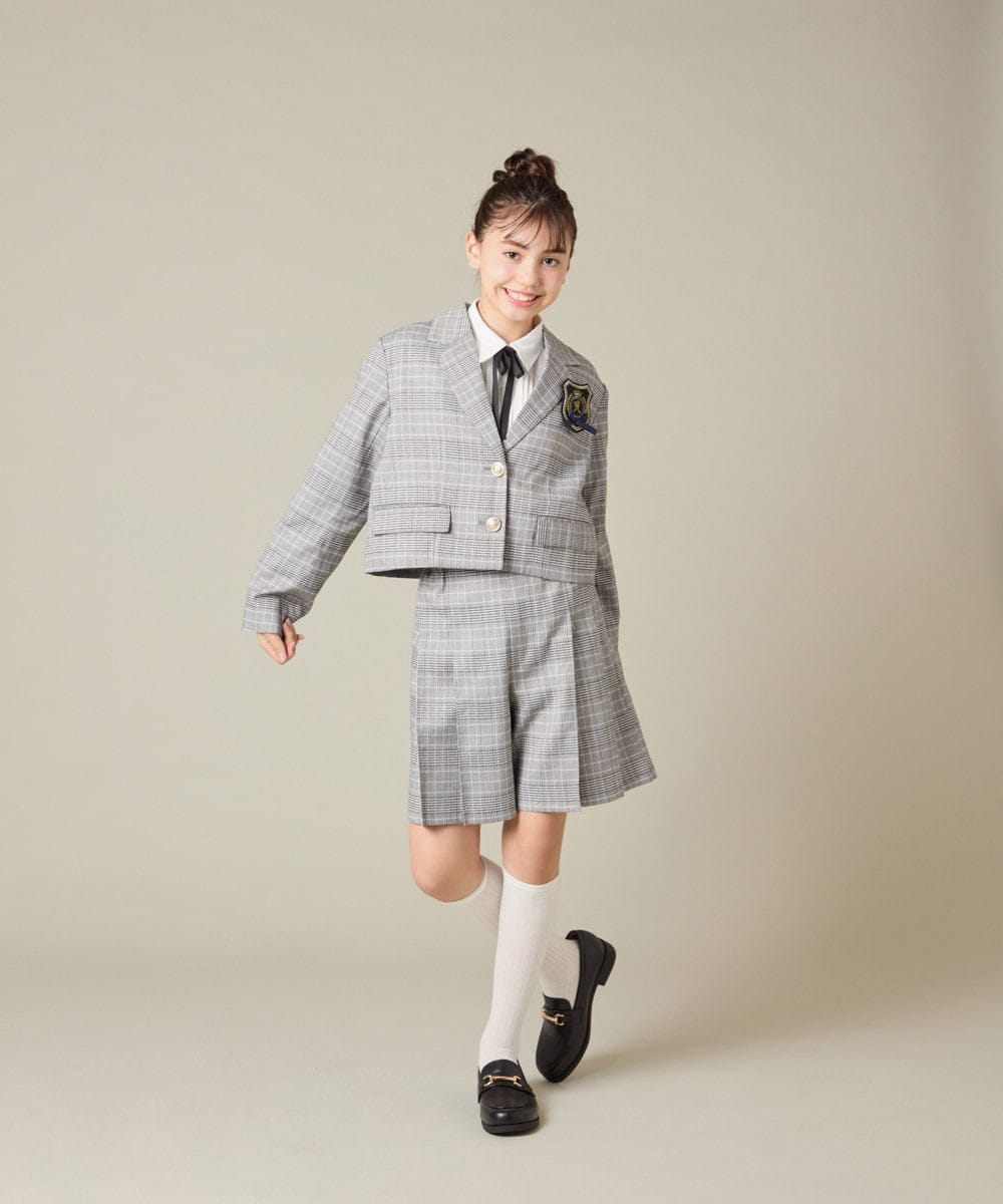 KQJBD02099 a.v.v KIDS(アー・ヴェ・ヴェ) [150-160]【卒服】【エンブレム付き】ショートテーラードジャケット グレー