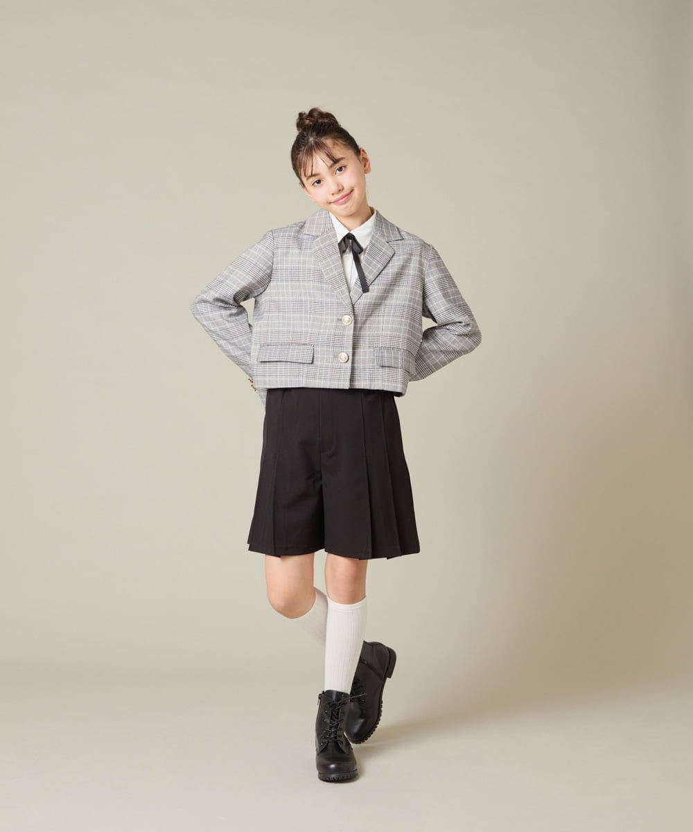 KQJBD02099 a.v.v KIDS(アー・ヴェ・ヴェ) [150-160]【卒服】【エンブレム付き】ショートテーラードジャケット グレー