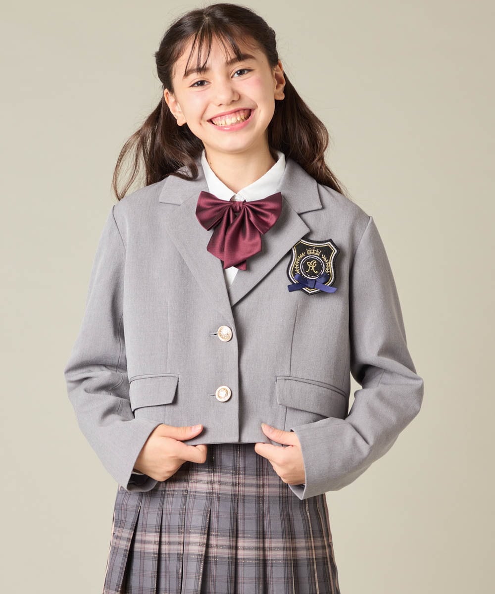 KQJBD02099 a.v.v KIDS(アー・ヴェ・ヴェ) [150-160]【卒服】【エンブレム付き】ショートテーラードジャケット グレー