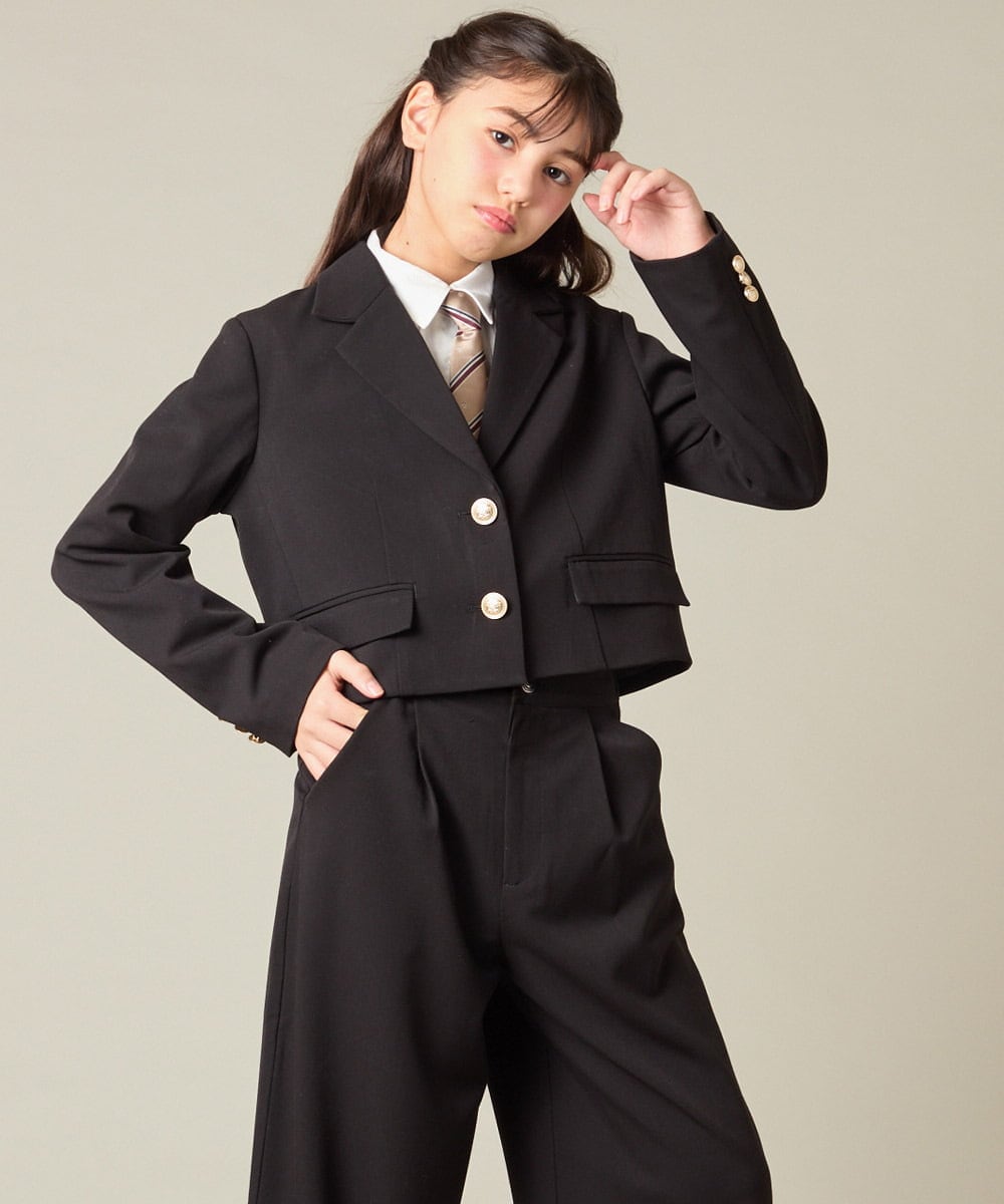 KQJBD02099 a.v.v KIDS(アー・ヴェ・ヴェ) [150-160]【卒服】【エンブレム付き】ショートテーラードジャケット グレー