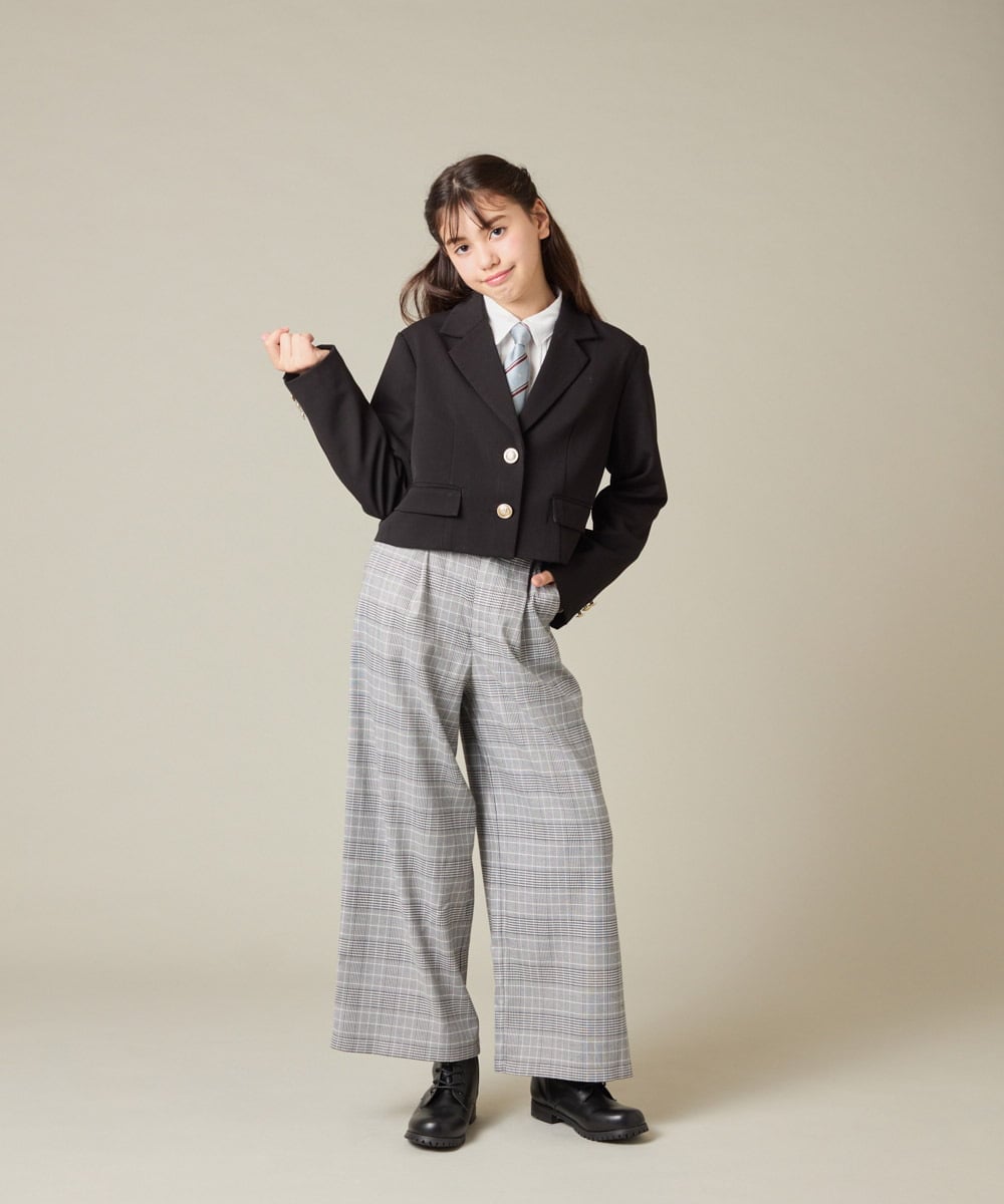 KQJBD02099 a.v.v KIDS(アー・ヴェ・ヴェ) [150-160]【卒服】【エンブレム付き】ショートテーラードジャケット グレー