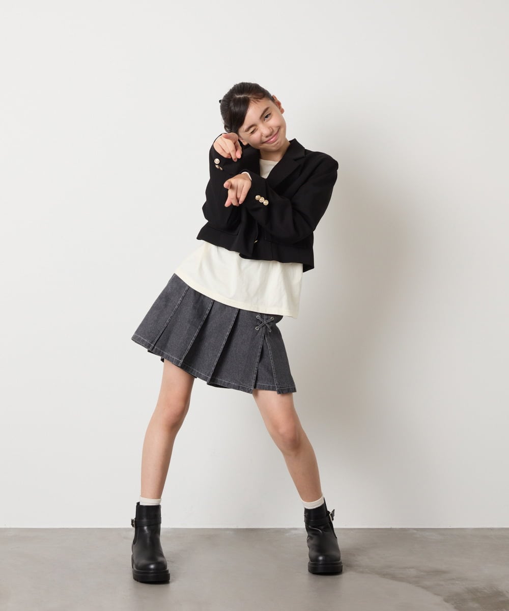 KQJBD02099 a.v.v KIDS(アー・ヴェ・ヴェ) [150-160]【卒服】【エンブレム付き】ショートテーラードジャケット グレー