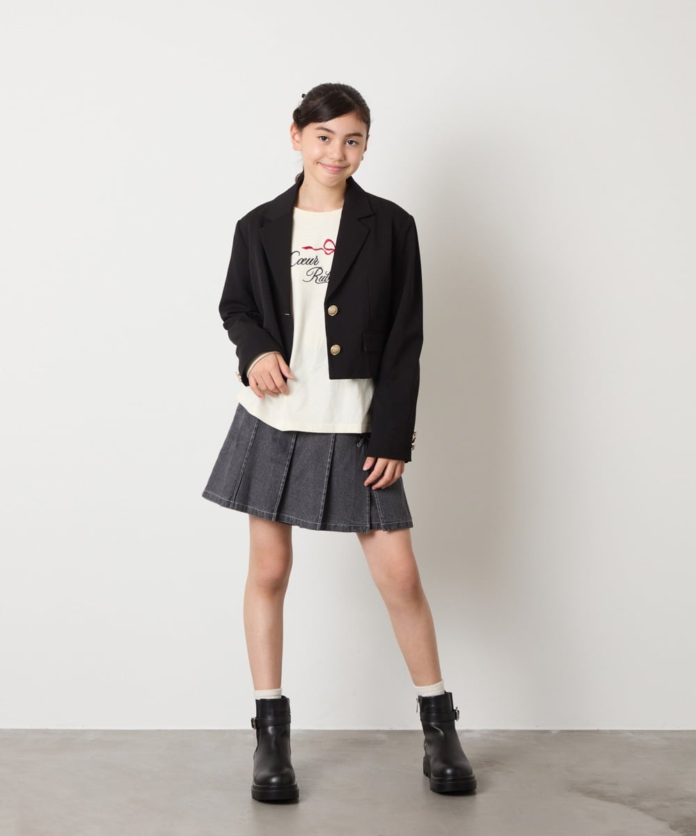 KQJBD02099 a.v.v KIDS(アー・ヴェ・ヴェ) [150-160]【卒服】【エンブレム付き】ショートテーラードジャケット グレー