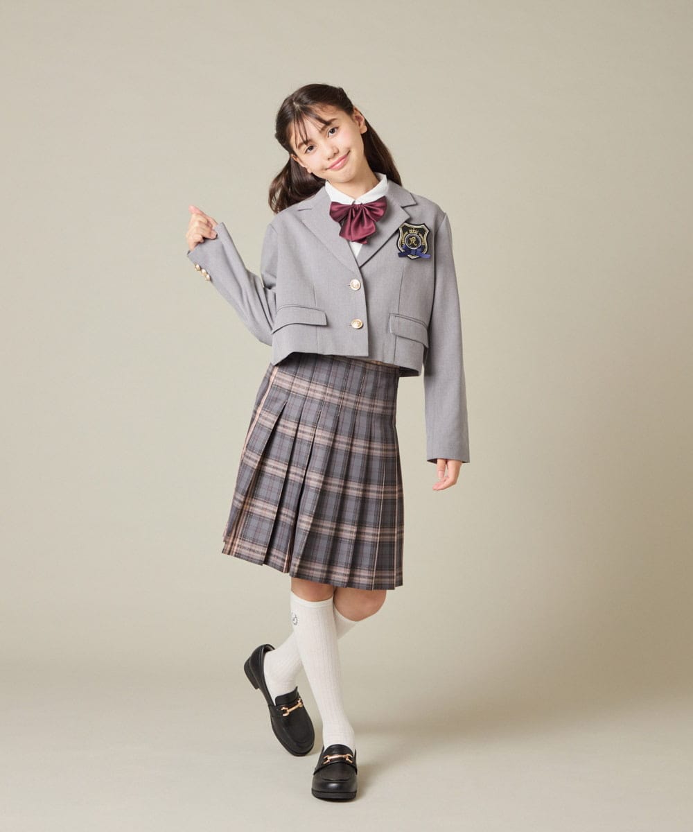 KQJBD02099 a.v.v KIDS(アー・ヴェ・ヴェ) [150-160]【卒服】【エンブレム付き】ショートテーラードジャケット グレー