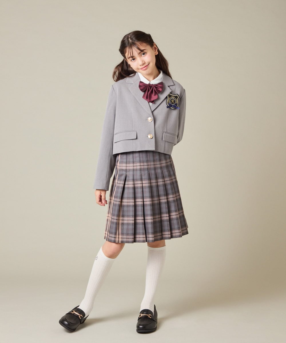 KQJBD02099 a.v.v KIDS(アー・ヴェ・ヴェ) [150-160]【卒服】【エンブレム付き】ショートテーラードジャケット グレー