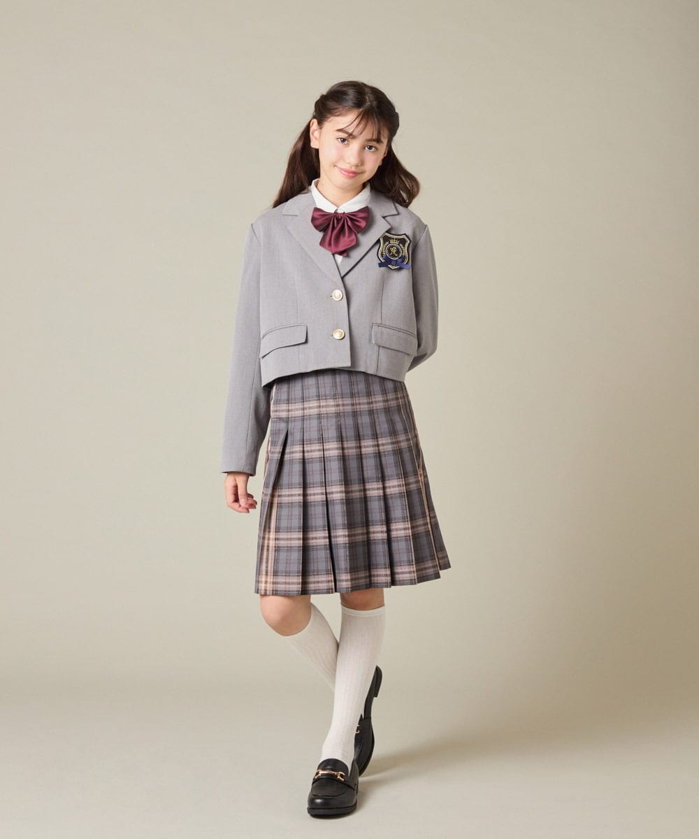 KQJBD02099 a.v.v KIDS(アー・ヴェ・ヴェ) [150-160]【卒服】【エンブレム付き】ショートテーラードジャケット グレー