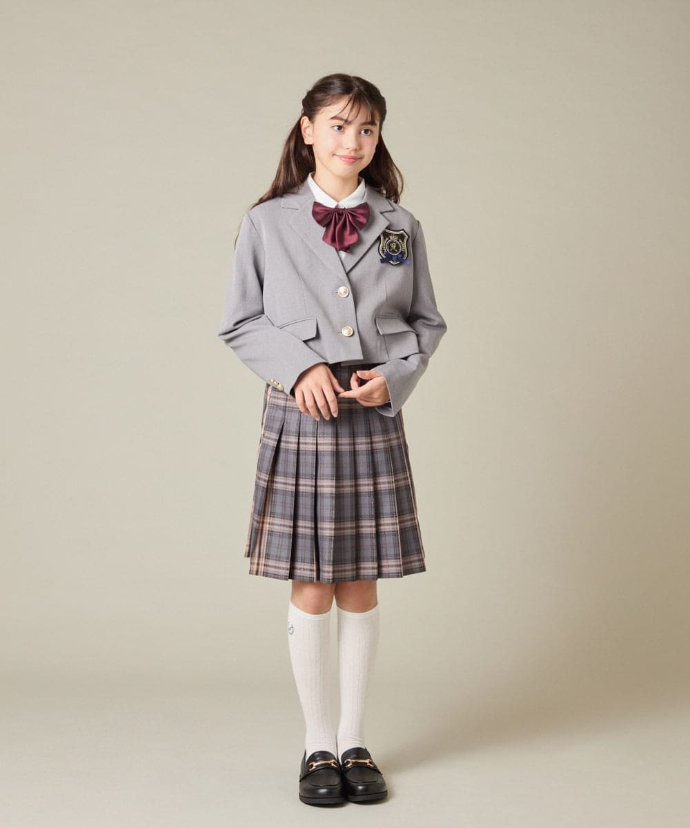 KQJBD02099 a.v.v KIDS(アー・ヴェ・ヴェ) [150-160]【卒服】【エンブレム付き】ショートテーラードジャケット グレー