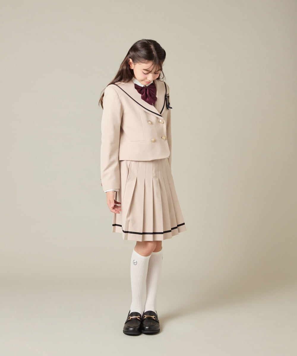 KQJBD04099 a.v.v KIDS(アー・ヴェ・ヴェ) [150-160]【卒服】【エンブレム付き】配色セーラーカラージャケット ベージュ