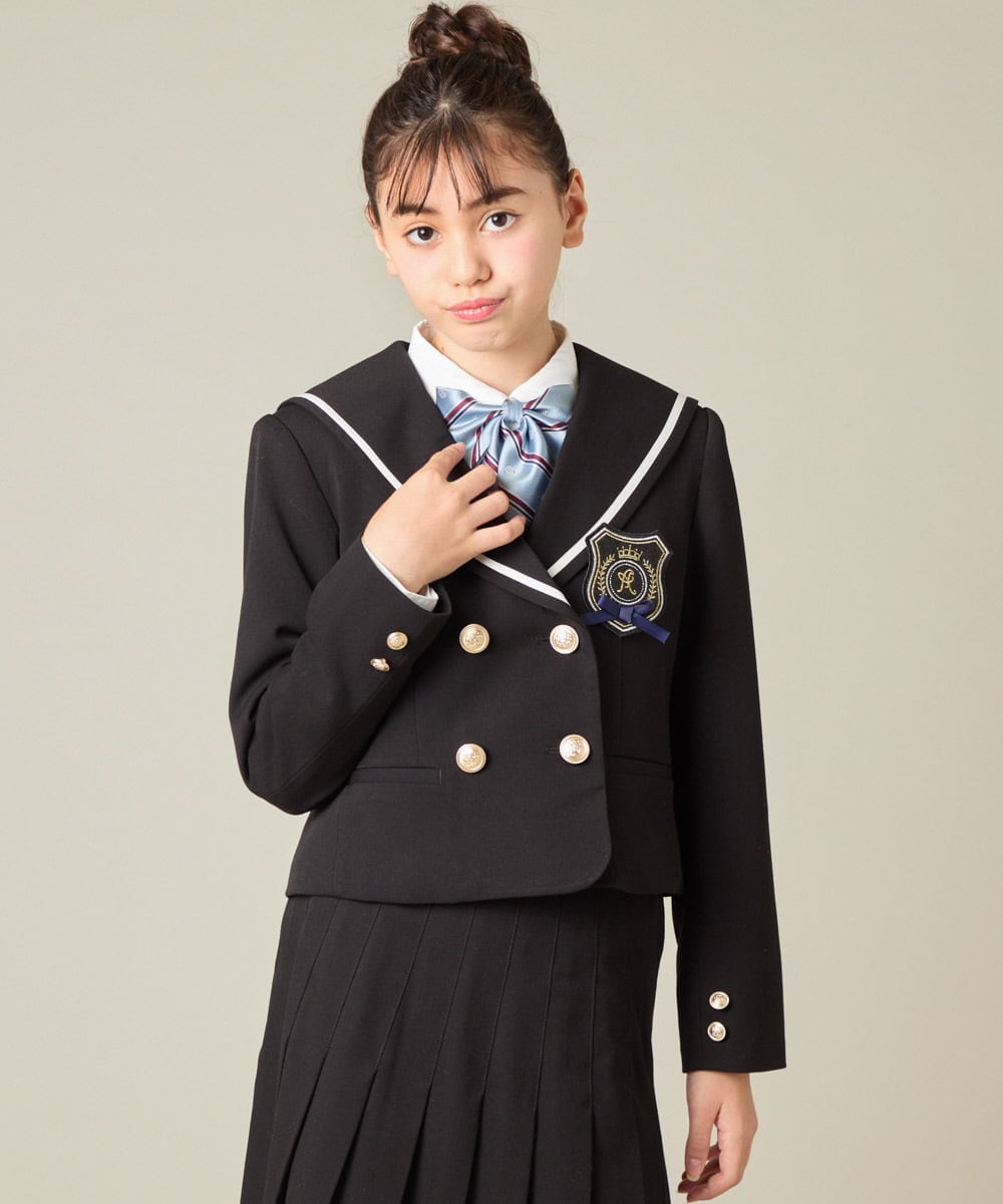 KQJBD04099 a.v.v KIDS(アー・ヴェ・ヴェ) [150-160]【卒服】【エンブレム付き】配色セーラーカラージャケット ベージュ