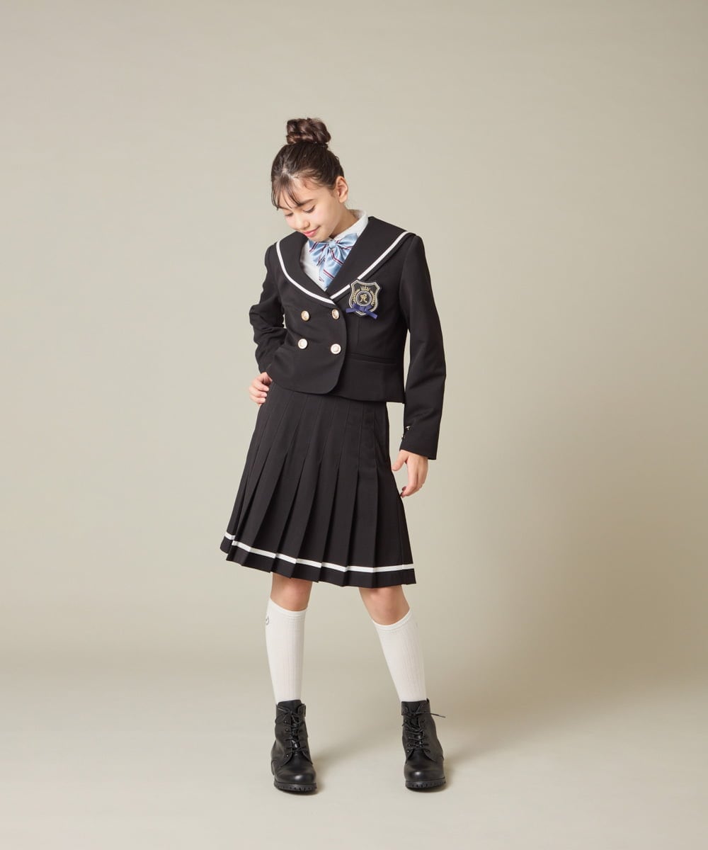KQJBD04099 a.v.v KIDS(アー・ヴェ・ヴェ) [150-160]【卒服】【エンブレム付き】配色セーラーカラージャケット ベージュ