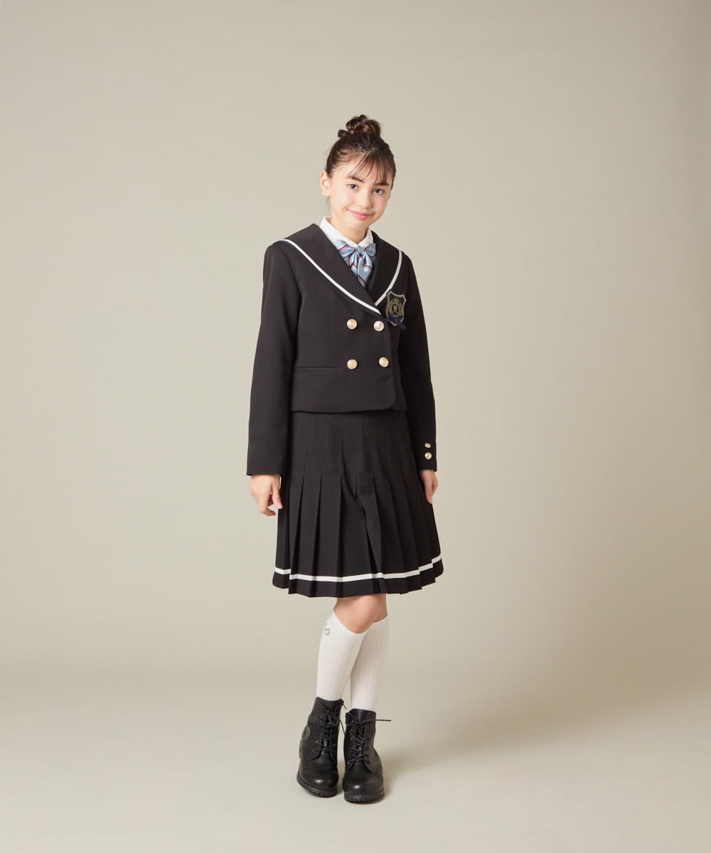 KQJBD04099 a.v.v KIDS(アー・ヴェ・ヴェ) [150-160]【卒服】【エンブレム付き】配色セーラーカラージャケット ベージュ