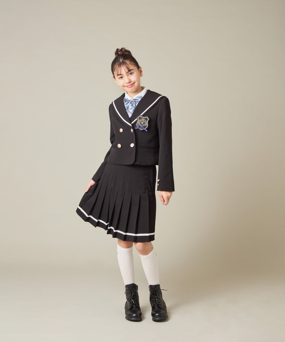 KQJBD04099 a.v.v KIDS(アー・ヴェ・ヴェ) [150-160]【卒服】【エンブレム付き】配色セーラーカラージャケット ベージュ